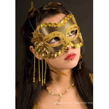 Máscara de fiesta de carnaval de adultos en negro / oro máscara de sexo al por mayor